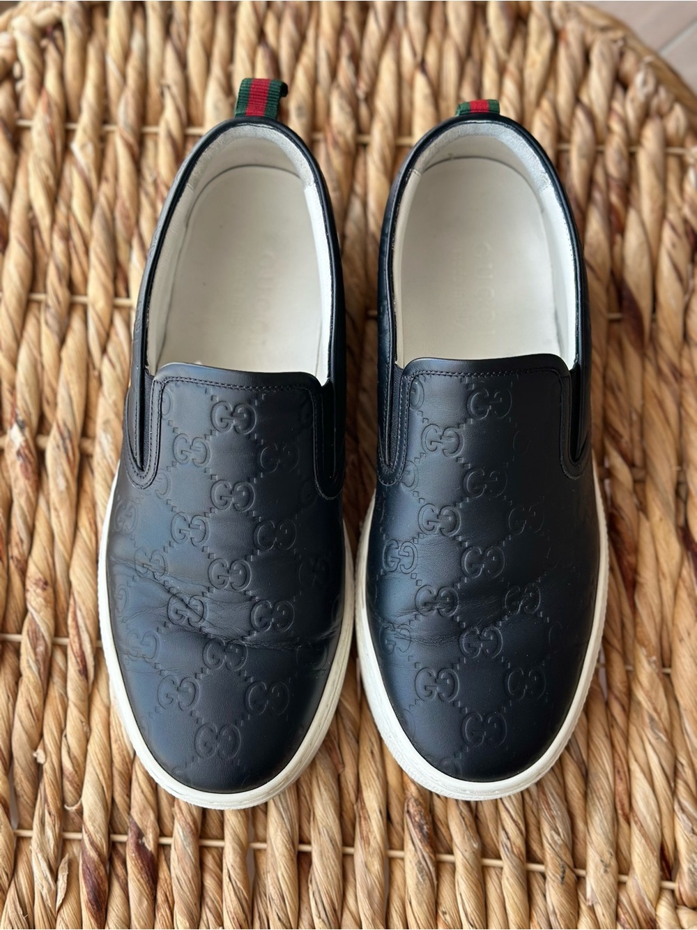 Gucci Black Leather Slip On